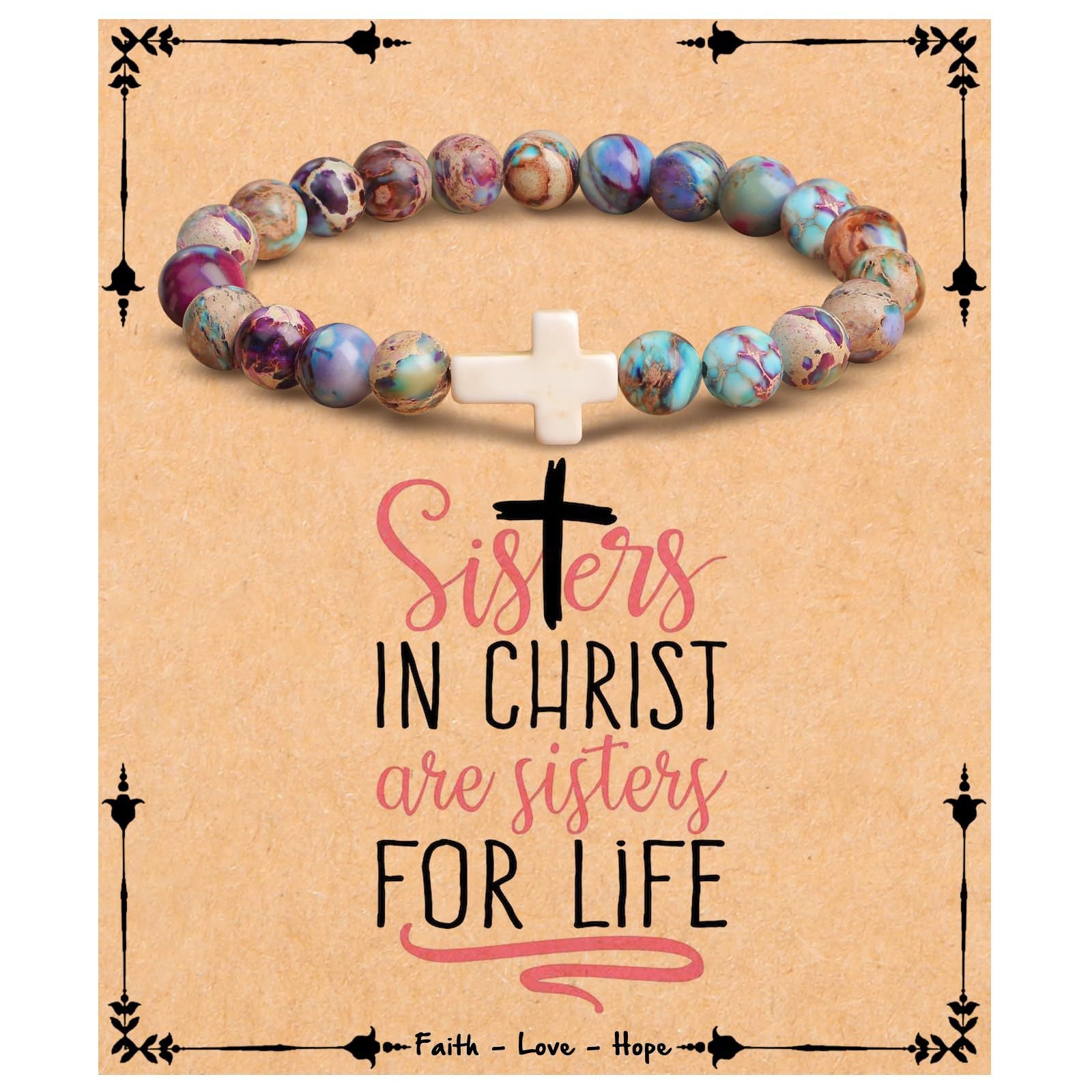 Emperor Stone Cross Bracelet - Faith Love Hope Inspirational Gift for Women & Men