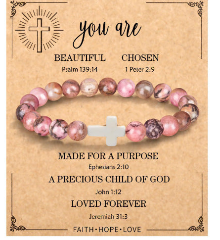 Emperor Stone Cross Bracelet - Faith Love Hope Inspirational Gift for Women & Men