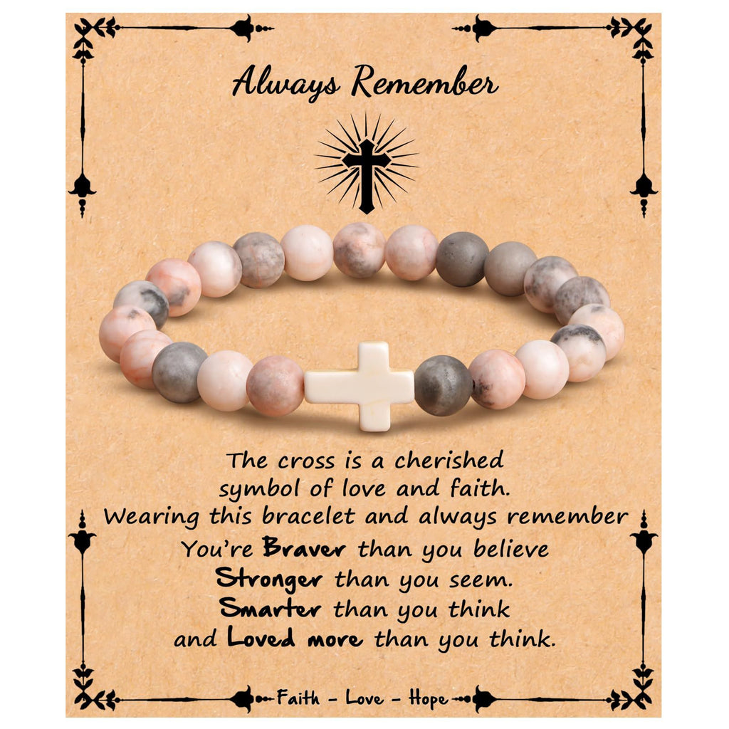 Emperor Stone Cross Bracelet - Faith Love Hope Inspirational Gift for Women & Men