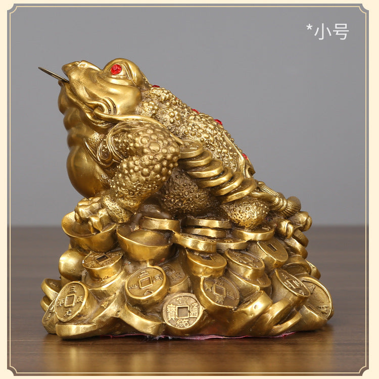 Brass Golden Toad Ornament Home Decor Craft Decoration Company Housewarming Opening Gift