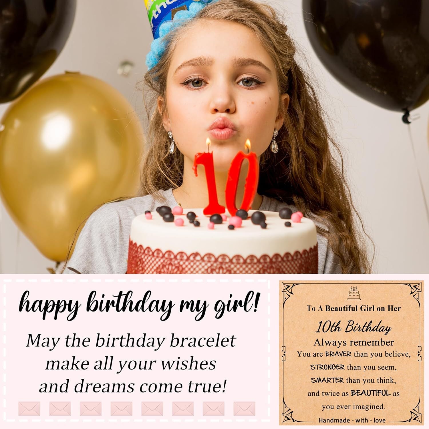 Sweet 18 Birthday Bracelet for Daughter - Personalized Heart Pink Zebra Stone adjustable Gift for 18th Birthday