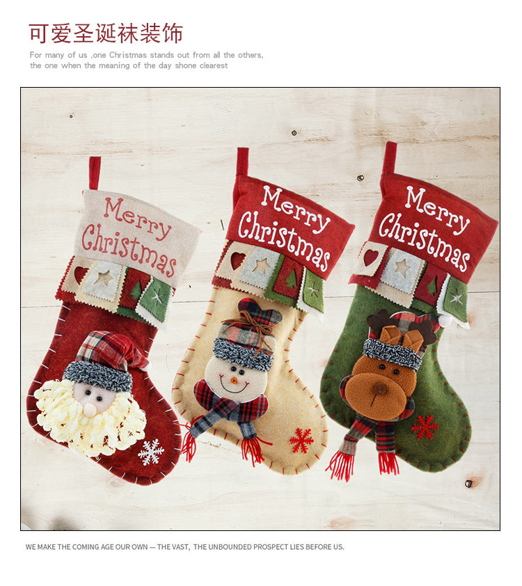 Christmas Decoration Gift Socks Fabric Santa Claus Gift Bag Snowman Reindeer Decorative Socks Christmas Socks