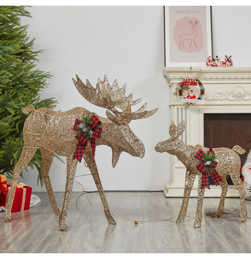 Amazon New Christmas Reindeer Glowing Iron Art Reindeer Ornament Christmas Tree Reindeer Decoration Ornament