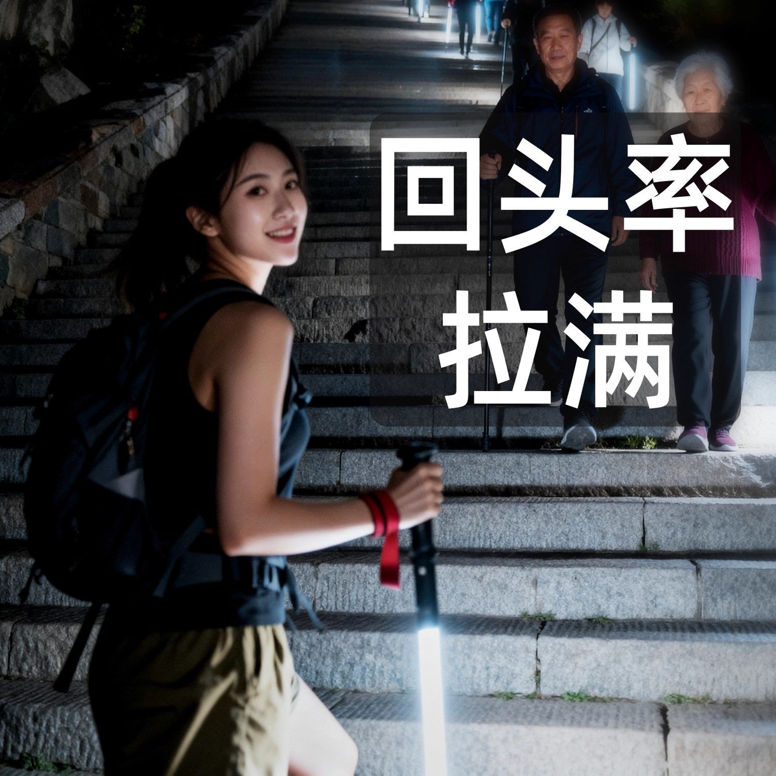 Luminous Hiking Stick Professional Night Walking Stick Climbing Gear Ultralight Lighting Trekking Convenient