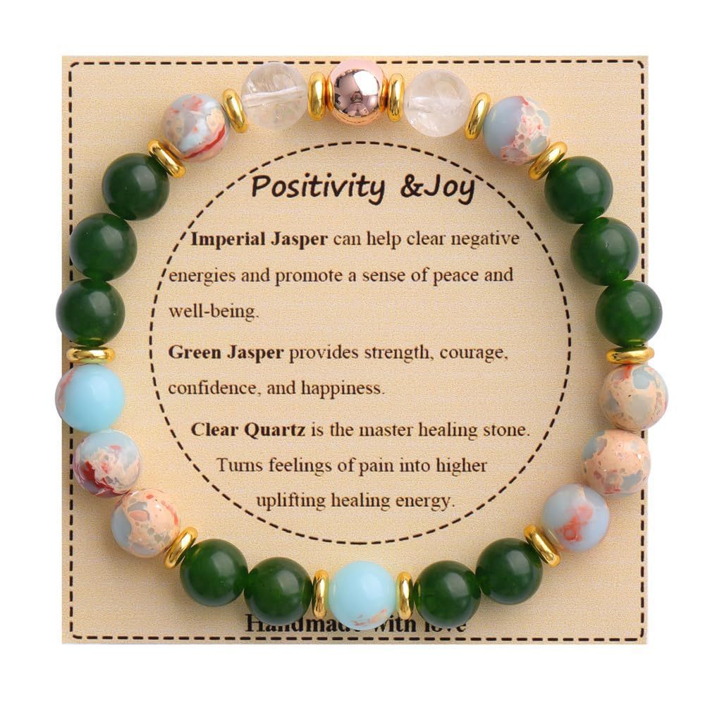 Strength" Triple Gemstone Bracelet - Amethyst, Aquamarine & Citrine Energy Bracelet for Women, Motivational Adjustable Gift