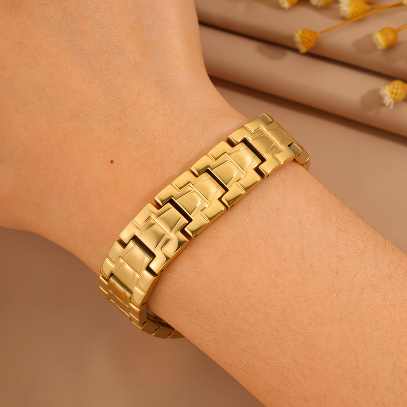 Magnetic Titanium Steel Health Bracelet for Men - Wellness Energy Adjustable Link Bracelet