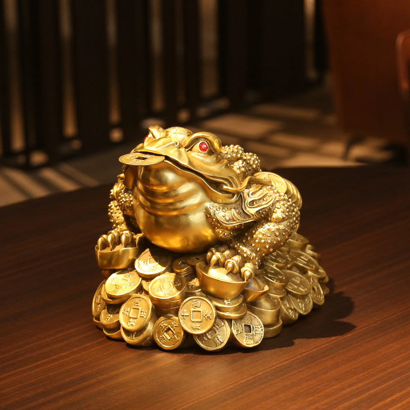 Brass Golden Toad Ornament Home Decor Craft Decoration Company Housewarming Opening Gift