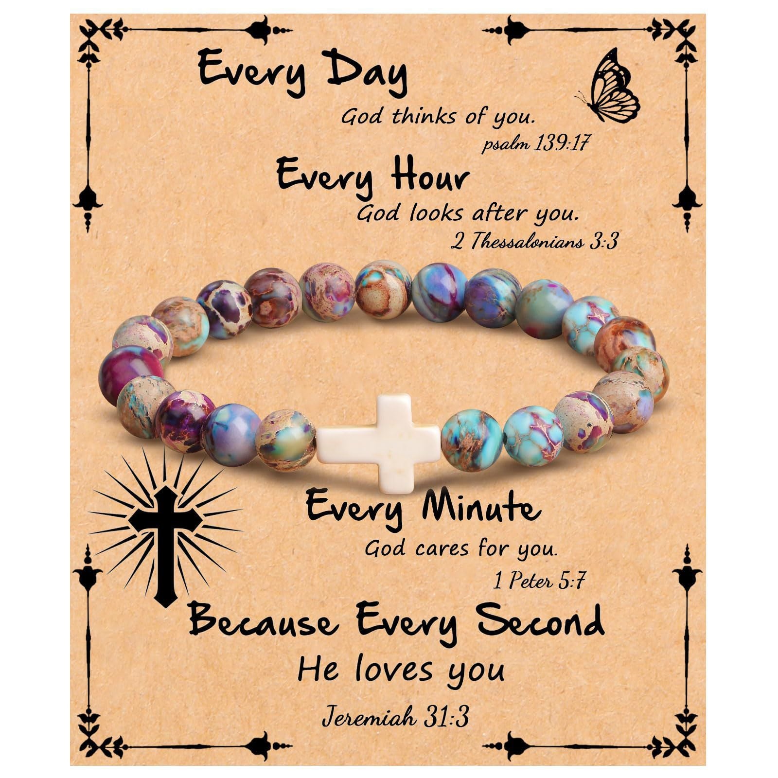 Emperor Stone Cross Bracelet - Faith Love Hope Inspirational Gift for Women & Men