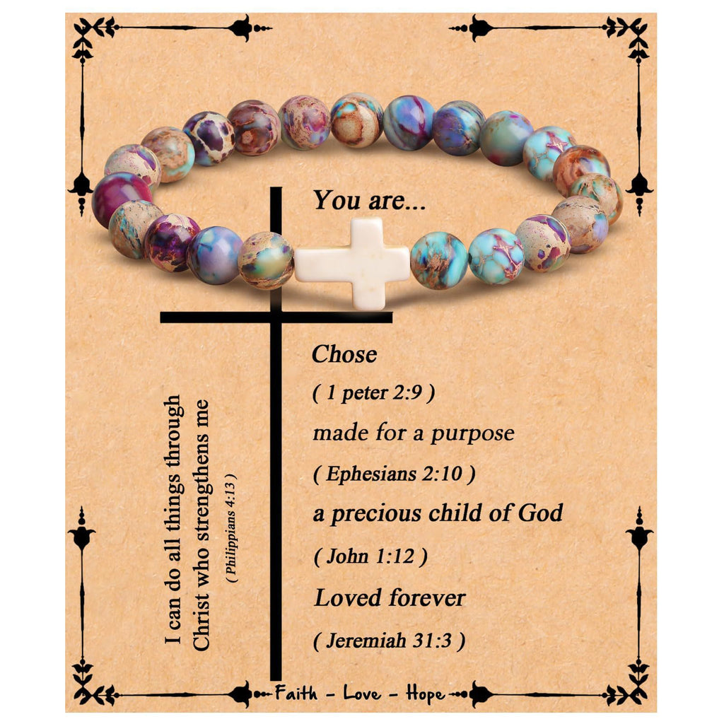 Emperor Stone Cross Bracelet - Faith Love Hope Inspirational Gift for Women & Men