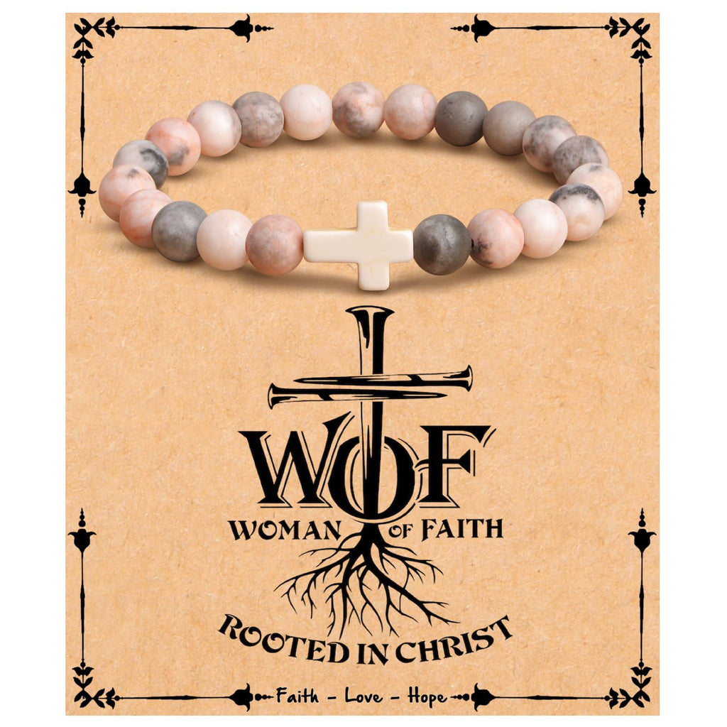 Emperor Stone Cross Bracelet - Faith Love Hope Inspirational Gift for Women & Men