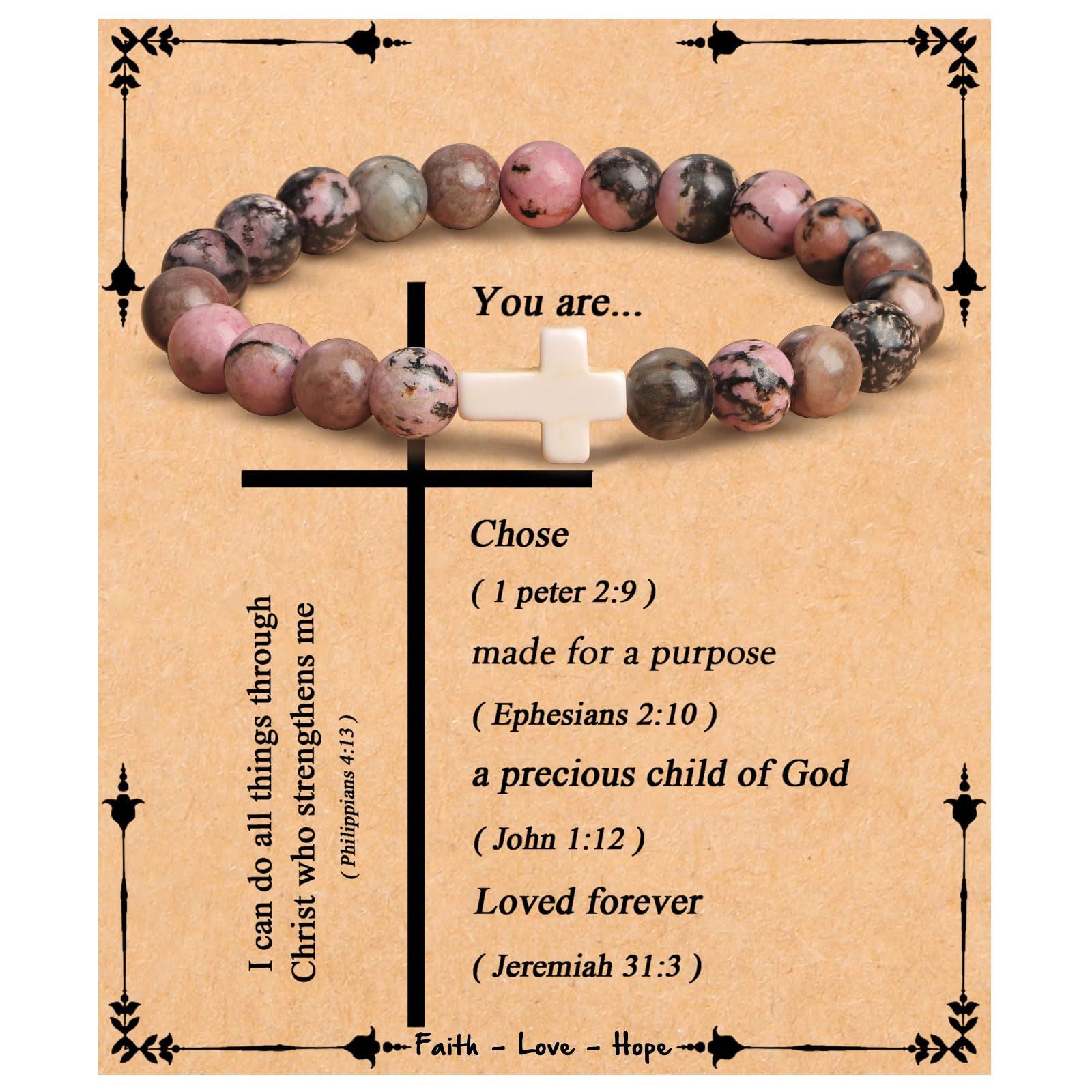 Emperor Stone Cross Bracelet - Faith Love Hope Inspirational Gift for Women & Men