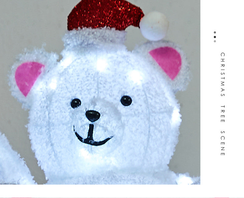 Christmas Decoration Polar Bear Iron Art Ornament Glowing Bear Street Light Ornament Mall Window Display Ornament