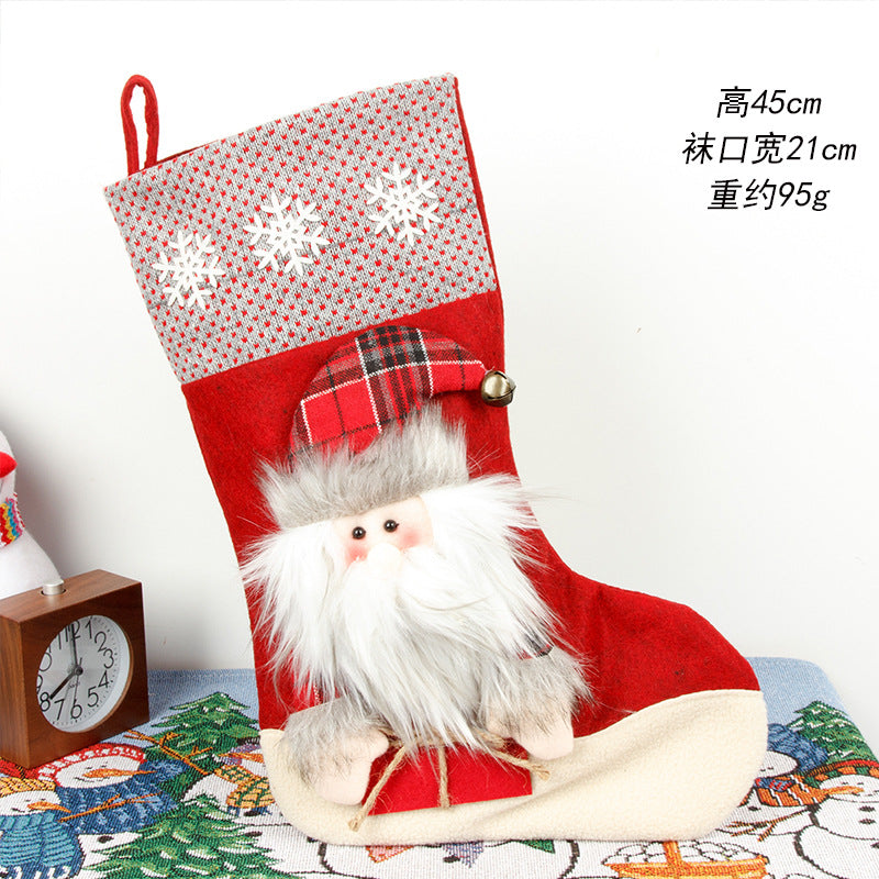 Christmas Decoration Gift Socks Fabric Santa Claus Gift Bag Snowman Reindeer Decorative Socks Christmas Socks