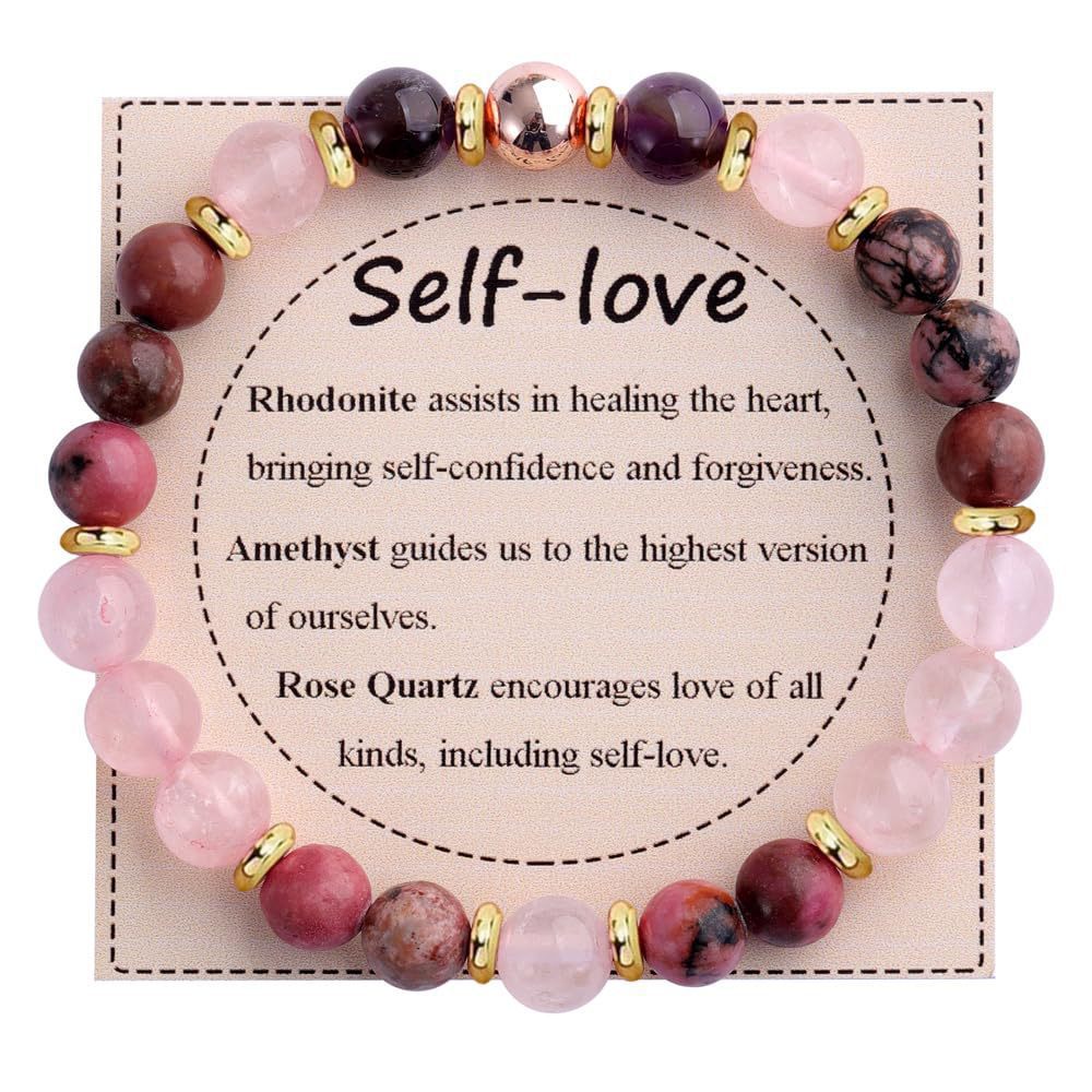 Strength" Triple Gemstone Bracelet - Amethyst, Aquamarine & Citrine Energy Bracelet for Women, Motivational Adjustable Gift