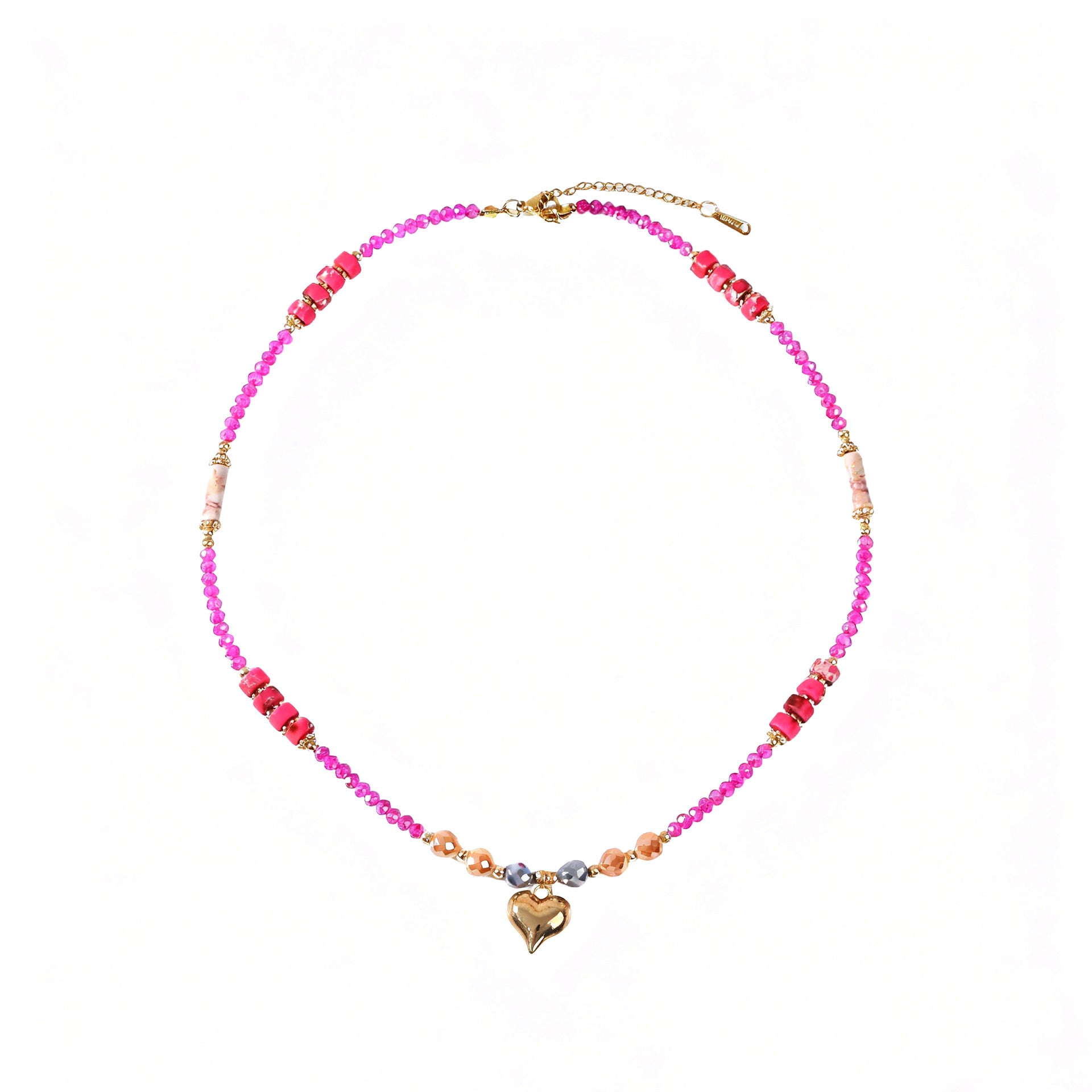 Love & Scent Gift Set - Crystal Heart Beaded Necklace with Perfume, Romantic Present for Her