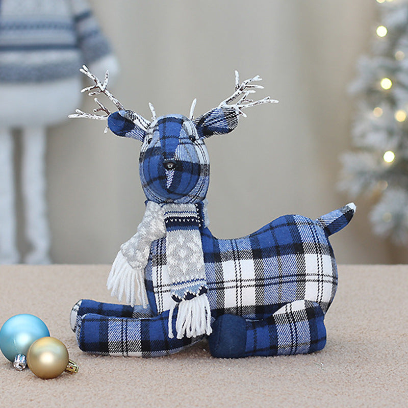 Christmas Decoration Standing Reindeer Figurine Desktop Ornament Window Display Christmas Fabric Deer Doll Decoration