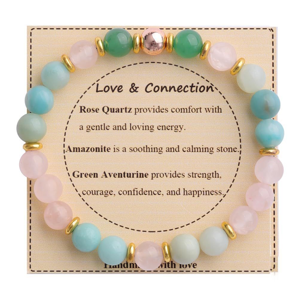 Strength" Triple Gemstone Bracelet - Amethyst, Aquamarine & Citrine Energy Bracelet for Women, Motivational Adjustable Gift