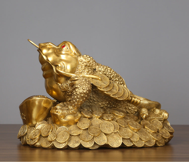 Brass Golden Toad Ornament Home Decor Craft Decoration Company Housewarming Opening Gift