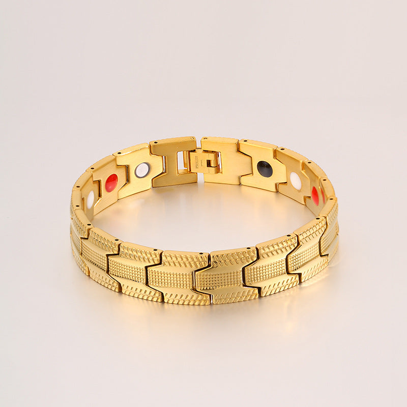 Magnetic Titanium Steel Health Bracelet for Men - Wellness Energy Adjustable Link Bracelet
