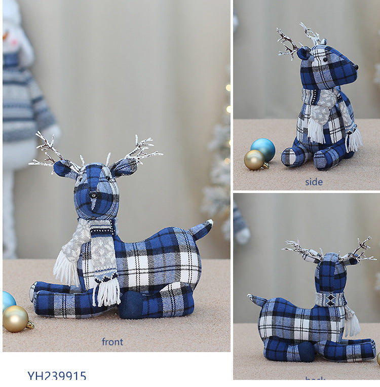 Christmas Decoration Standing Reindeer Figurine Desktop Ornament Window Display Christmas Fabric Deer Doll Decoration