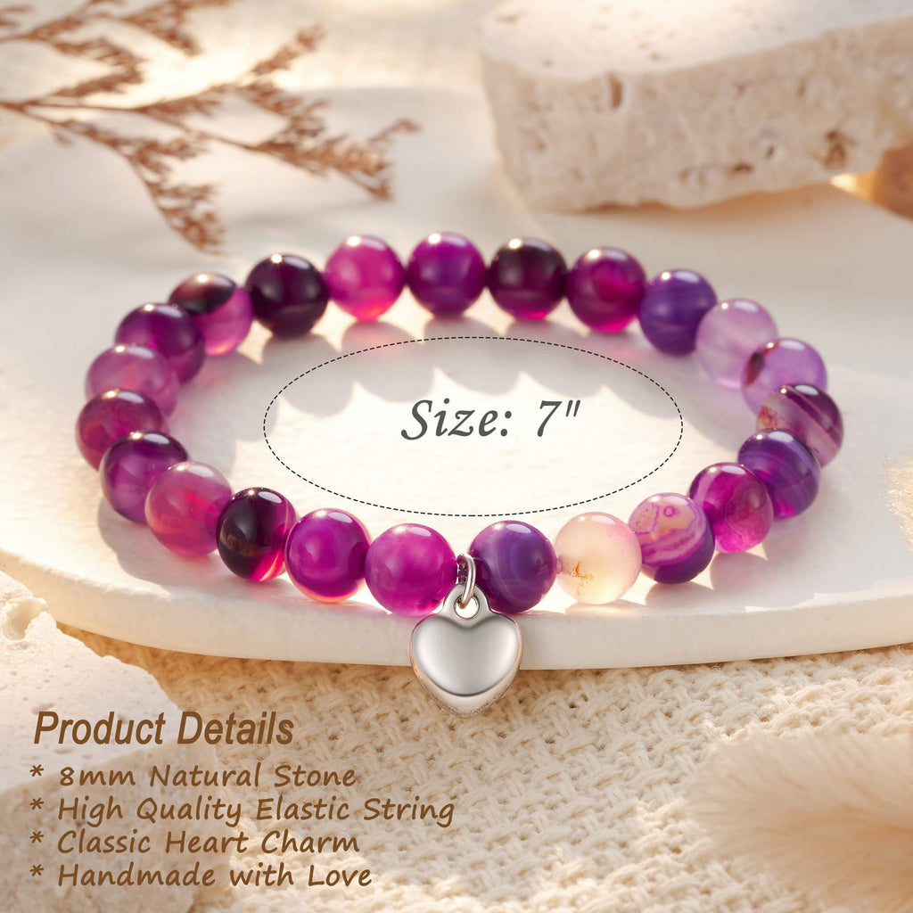 5-in-1 Energy Balance Bracelet - Amethyst, Obsidian, Lava Stone, Pink Zebra & Rhodochrosite Beaded Bracelet for Women