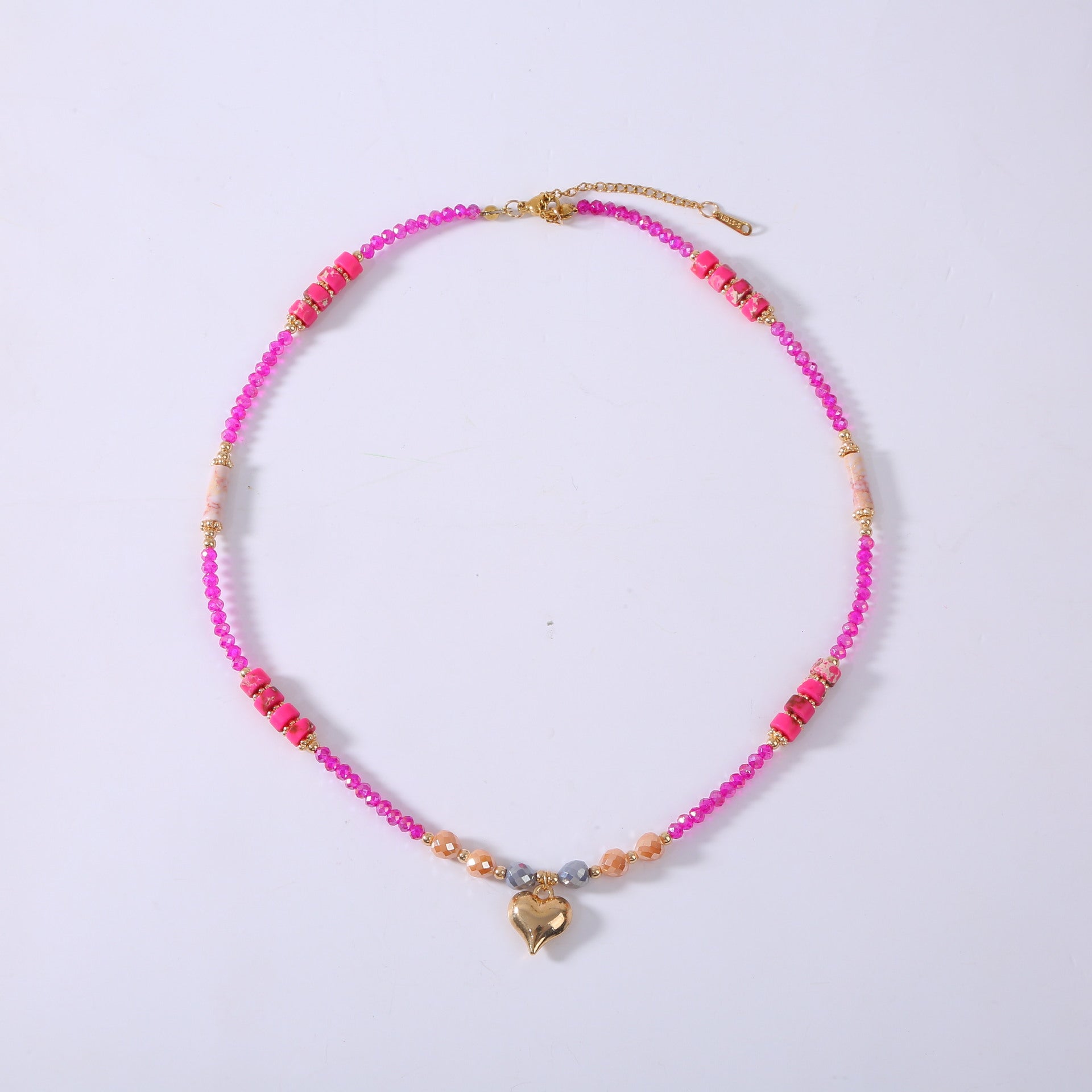 Love & Scent Gift Set - Crystal Heart Beaded Necklace with Perfume, Romantic Present for Her