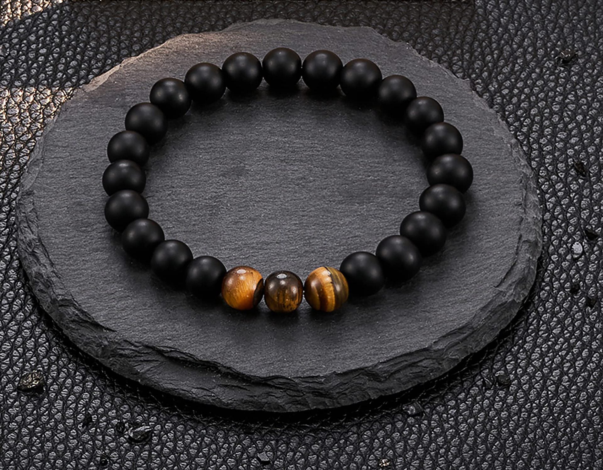 5-in-1 Energy Balance Bracelet - Amethyst, Obsidian, Lava Stone, Pink Zebra & Rhodochrosite Beaded Bracelet for Women