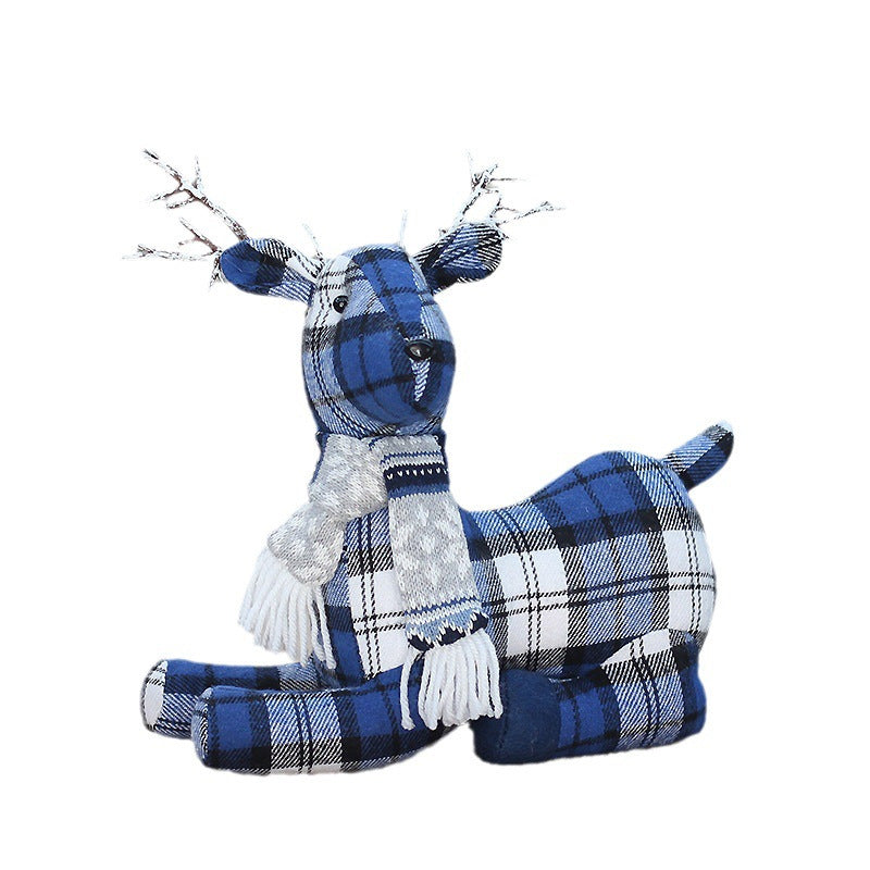 Christmas Decoration Standing Reindeer Figurine Desktop Ornament Window Display Christmas Fabric Deer Doll Decoration