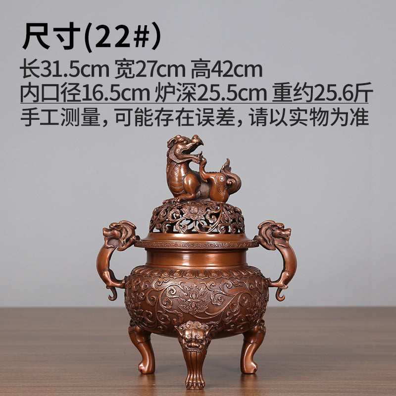 Copper Ming Dynasty Lion Incense Burner for Home Office Antique Xuande Incense Burner Incense Aromatherapy Burner Indoor Household Incense Burner