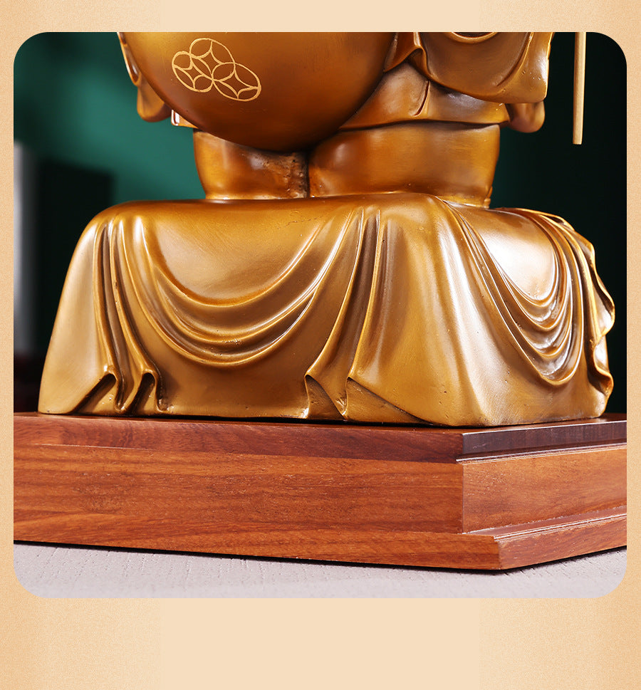 Brass Color-Cut Gold Large Three-Sided Black Heavenly God of Wealth Bronze Statue Home Decoration Craft Ornament