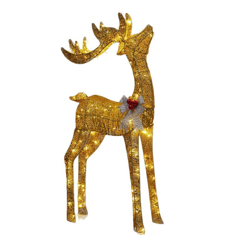 Amazon New Christmas Decoration Reindeer Glowing Iron Art Deer Ornament Store Window Christmas Mother and Baby Deer