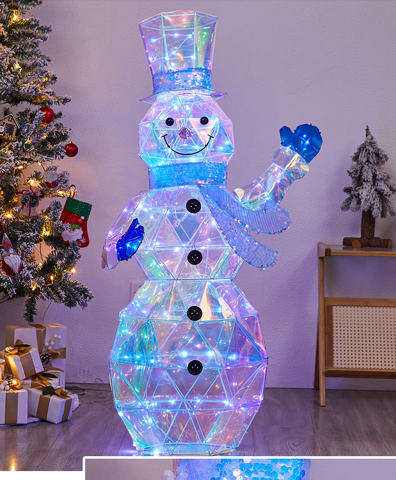 Christmas Colorful Glowing Iron Art Reindeer with Lights Snowman Mall Hotel Scene Decoration Christmas Reindeer Ornament