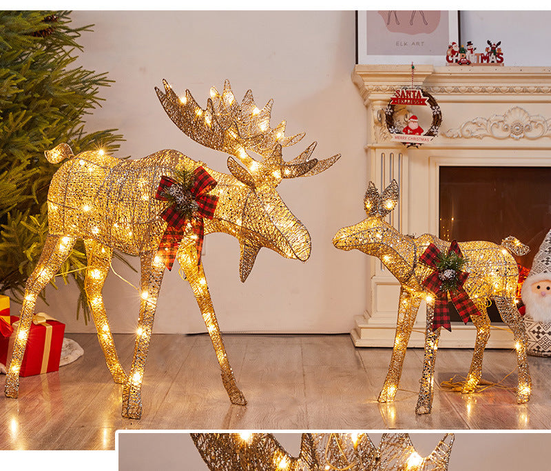 Amazon New Christmas Reindeer Glowing Iron Art Reindeer Ornament Christmas Tree Reindeer Decoration Ornament