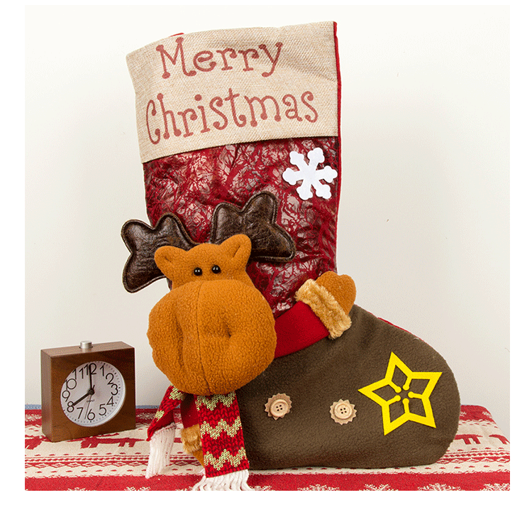 Christmas Decoration Gift Socks Fabric Santa Claus Gift Bag Snowman Reindeer Decorative Socks Christmas Socks