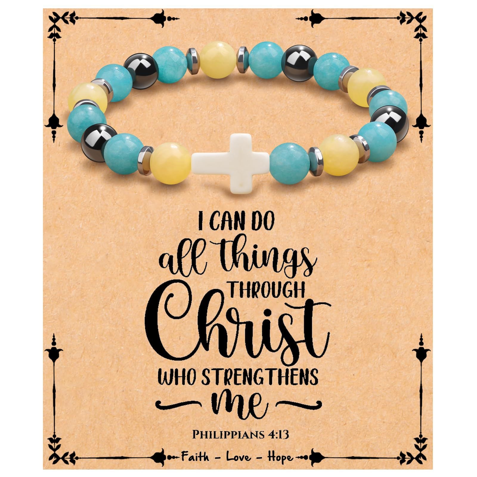 Emperor Stone Cross Bracelet - Faith Love Hope Inspirational Gift for Women & Men
