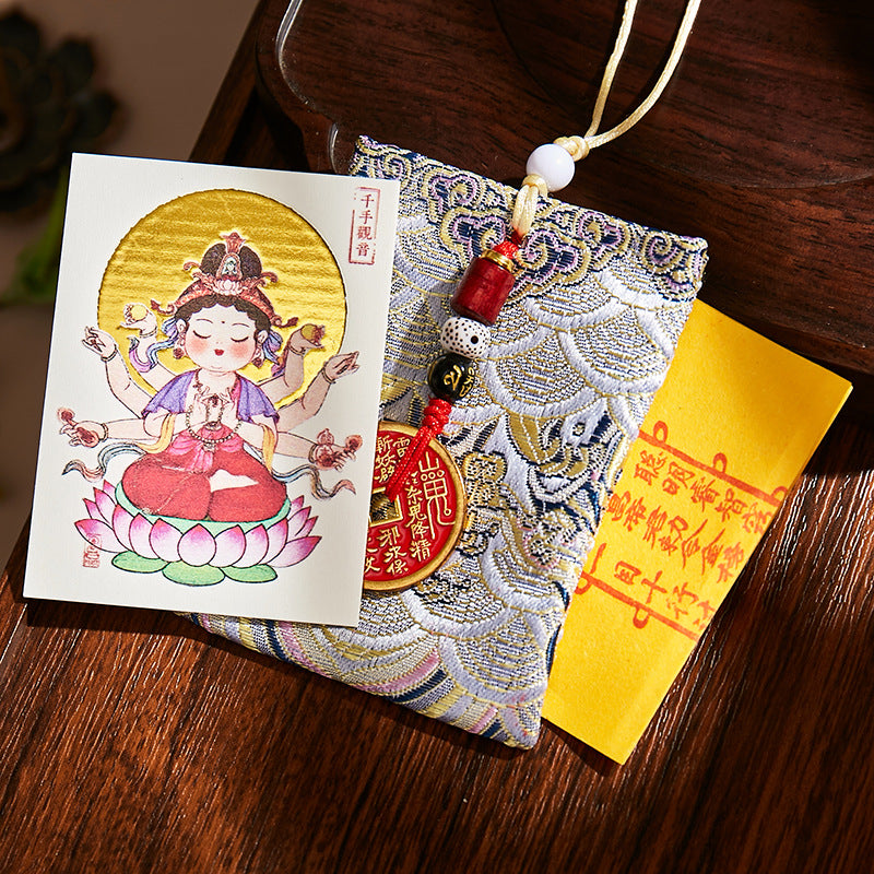 Putuo Mountain Annual Blessing Set - Personalized Zodiac Buddha & 8 Guardians Talisman, Protection for Ben Ming Nian (Birth Year)