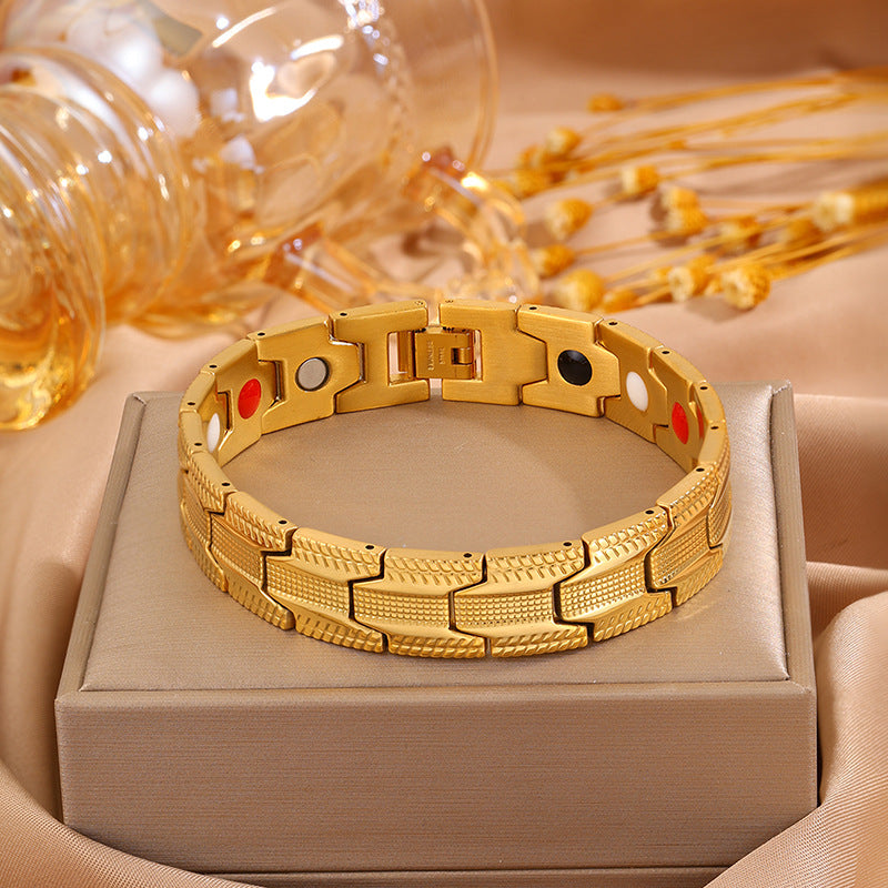 Magnetic Titanium Steel Health Bracelet for Men - Wellness Energy Adjustable Link Bracelet