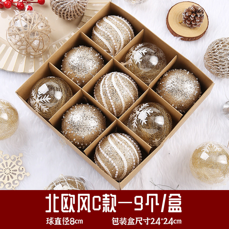 Christmas Ball Decoration Ball Christmas Tree Hanging Ball Pendant Color Ball Glossy Ball Hanging Ornament Cartoon Ball Christmas Sequin