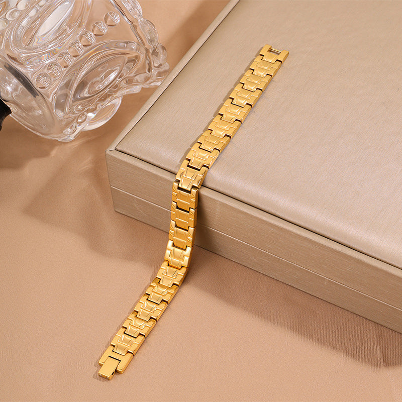 Magnetic Titanium Steel Health Bracelet for Men - Wellness Energy Adjustable Link Bracelet