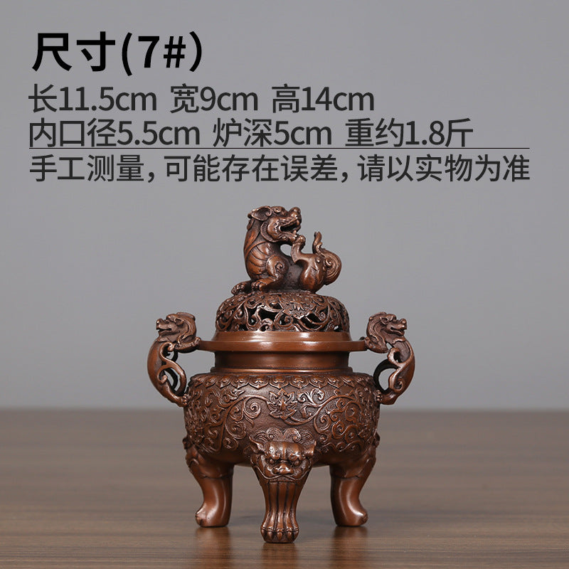 Copper Ming Dynasty Lion Incense Burner for Home Office Antique Xuande Incense Burner Incense Aromatherapy Burner Indoor Household Incense Burner