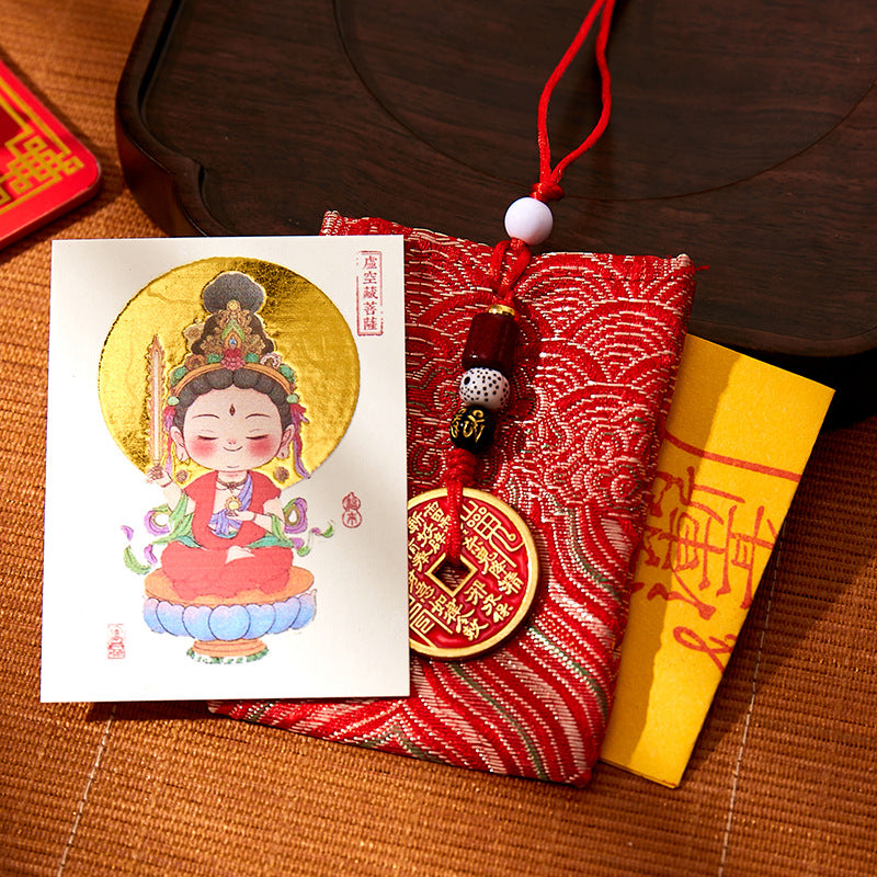 Putuo Mountain Annual Blessing Set - Personalized Zodiac Buddha & 8 Guardians Talisman, Protection for Ben Ming Nian (Birth Year)
