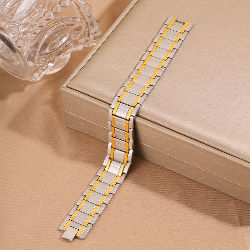 Magnetic Titanium Steel Health Bracelet for Men - Wellness Energy Adjustable Link Bracelet