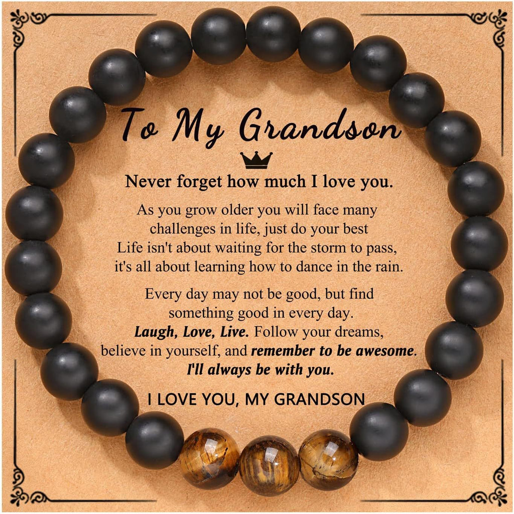 5-in-1 Energy Balance Bracelet - Amethyst, Obsidian, Lava Stone, Pink Zebra & Rhodochrosite Beaded Bracelet for Women