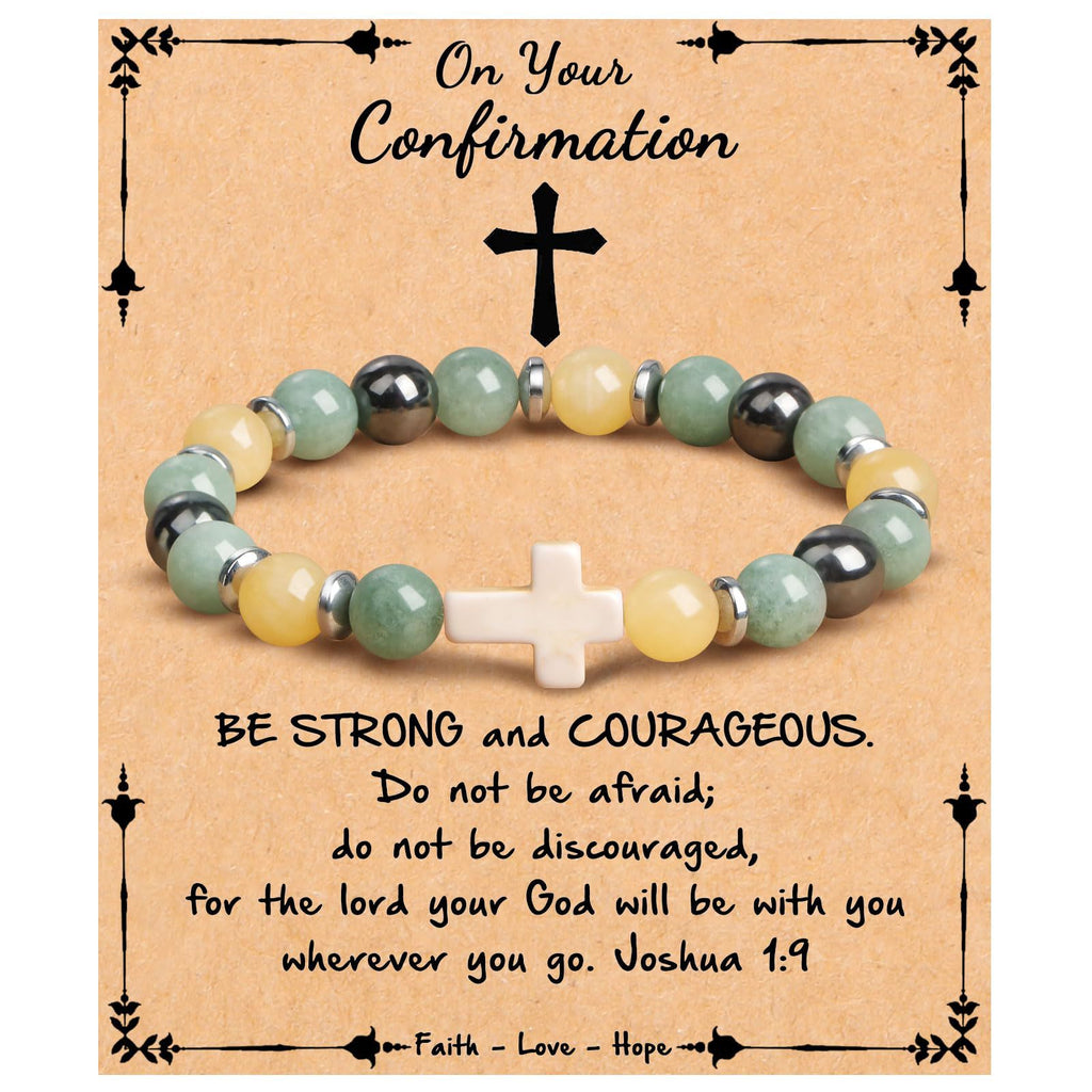 Emperor Stone Cross Bracelet - Faith Love Hope Inspirational Gift for Women & Men
