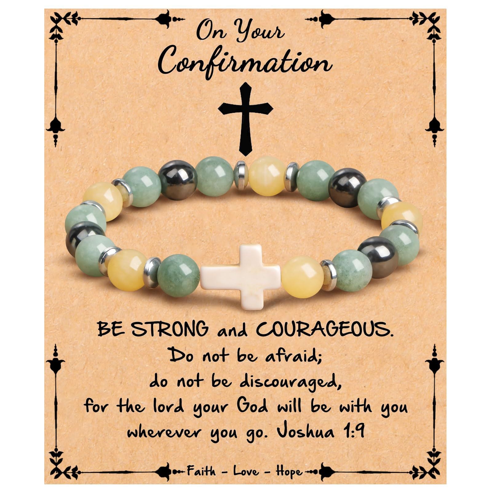 Emperor Stone Cross Bracelet - Faith Love Hope Inspirational Gift for Women & Men