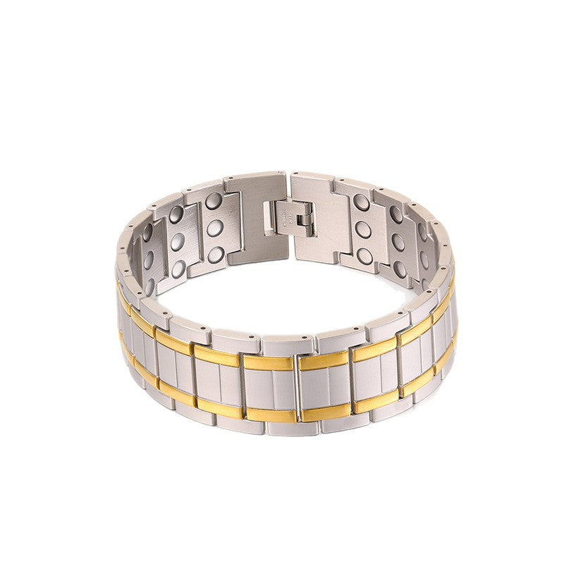 Magnetic Titanium Steel Health Bracelet for Men - Wellness Energy Adjustable Link Bracelet
