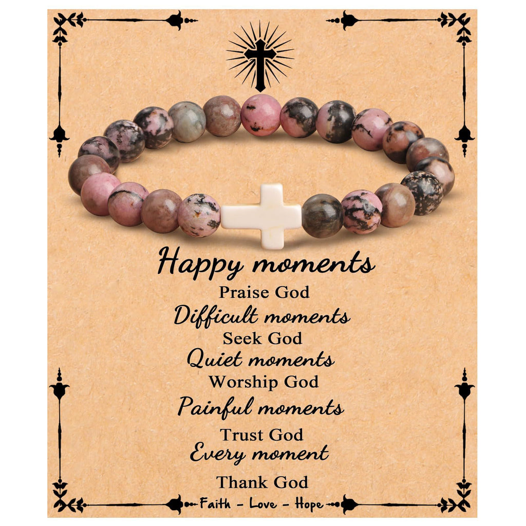 Emperor Stone Cross Bracelet - Faith Love Hope Inspirational Gift for Women & Men