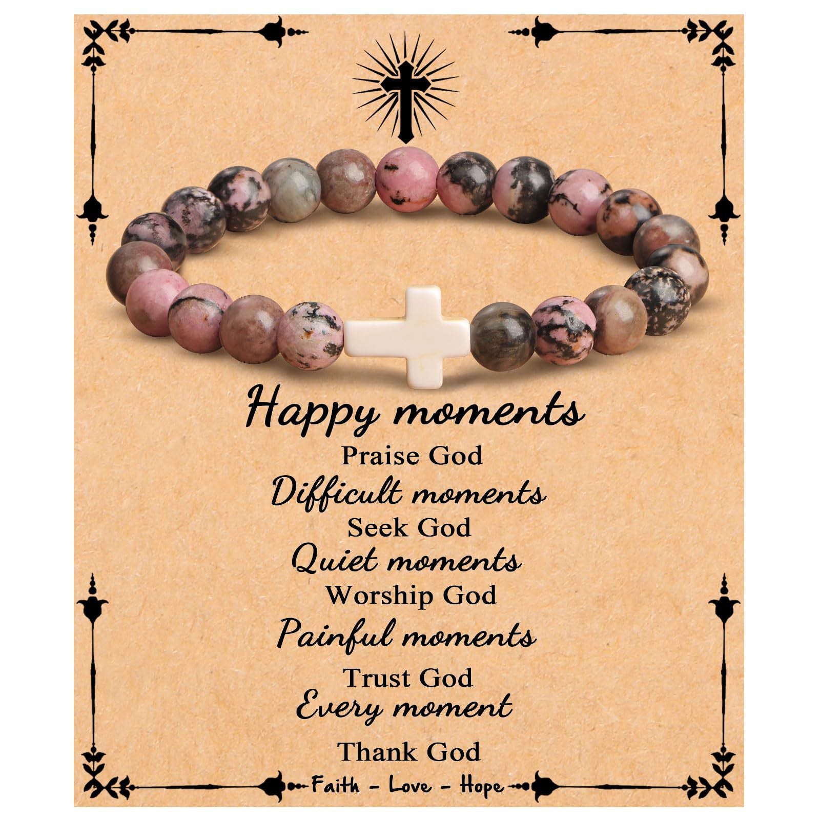 Emperor Stone Cross Bracelet - Faith Love Hope Inspirational Gift for Women & Men