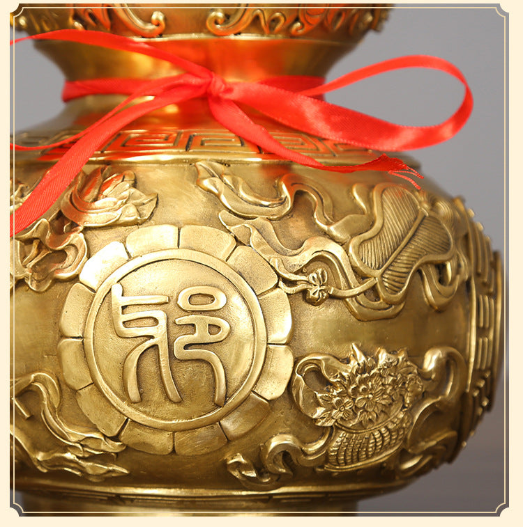 Brass Gourd Ornament Craft Living Room Office Decoration Company Housewarming Opening Gift Copperware