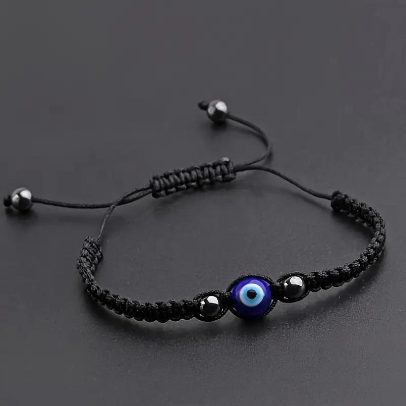 Nazar Evil Eye Protection Bracelet - Blue Eye Black Cord Adjustable Bracelet for Men & Women